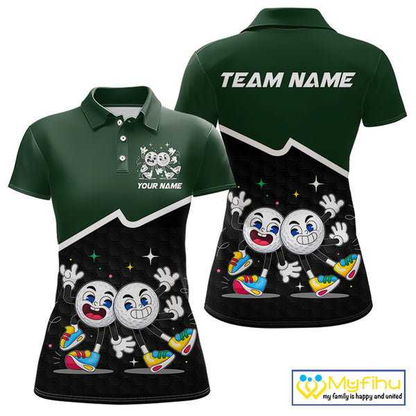 Custom Green And Black Womens Sleeveless Golf Polo Shirt, Custom Golf Balls Team Jerseys NHT865