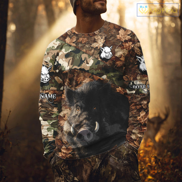Personalized Name Boar Hunting Camouflage 3D All Over Printed Shirt, Boar Hunting Shirt NHT101