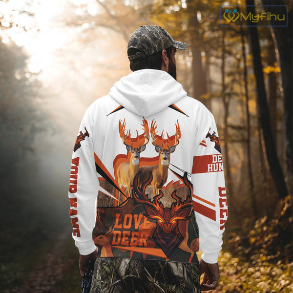 White-tailed Deer Buck Pair 3D Printed Orange Shirt – Personalized Gifts for Deer Hunters NHT11