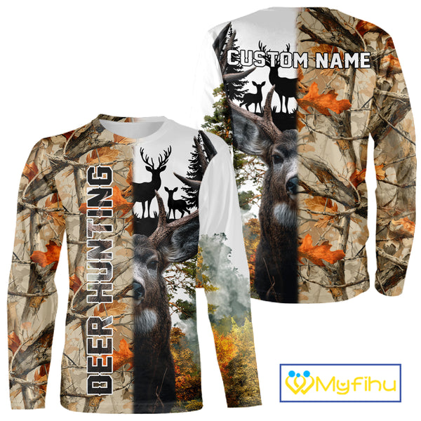 Best Deer Hunting Camouflage Custom Name Shirts for Hunters, Personalized Hunting Shirt NHT14