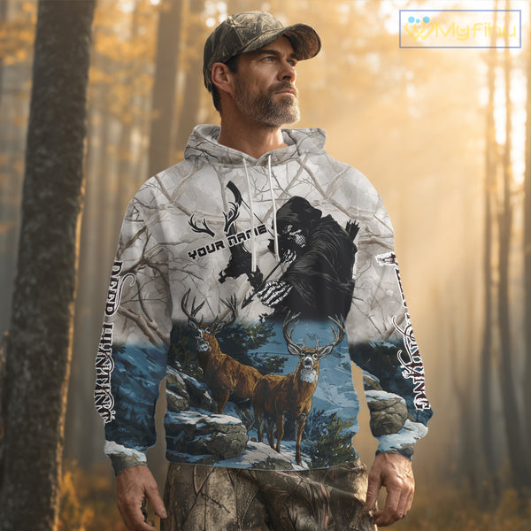 Blue Bowhunting Deer Camouflage Personalized Hunting Bow Grim Reaper Shirt NHT16