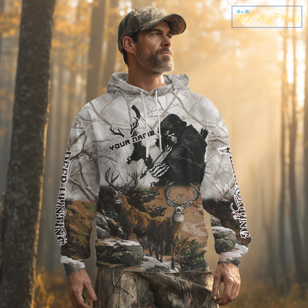 Brown Bowhunting Deer Camouflage Personalized Hunting Bow Grim Reaper Shirt NHT17