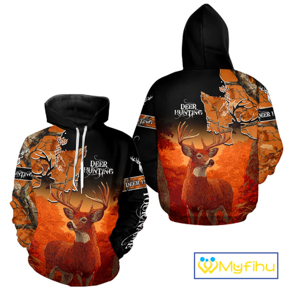 Best Custom Deer Hunting Shirt 3D All Over Print Autumn Forest Big Buck Personalized Gifts NHT35