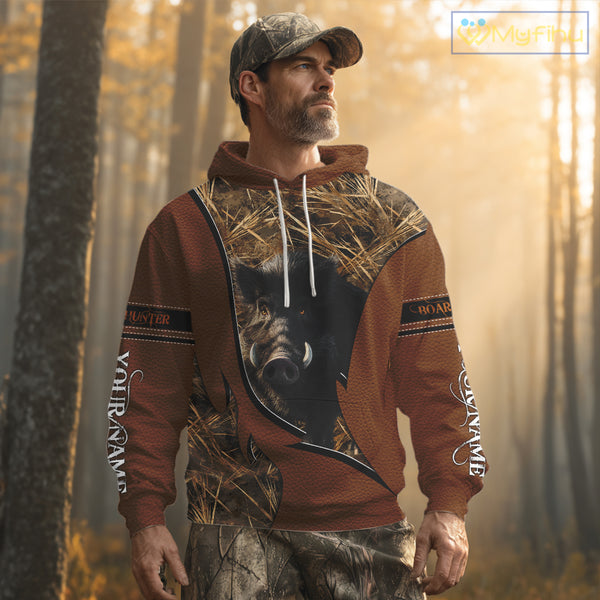 Boar Hunting Brown Camouflage 3D Shirt For Hunting Season Hunting Clothes For Hunters NHT138