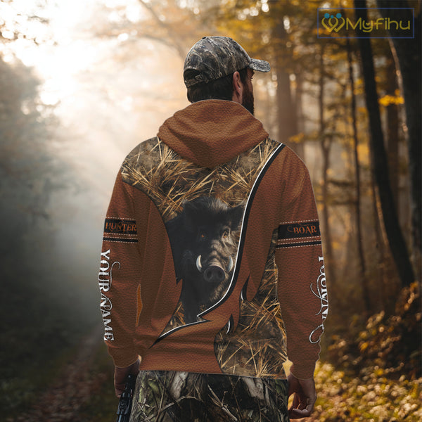 Boar Hunting Brown Camouflage 3D Shirt For Hunting Season Hunting Clothes For Hunters NHT138