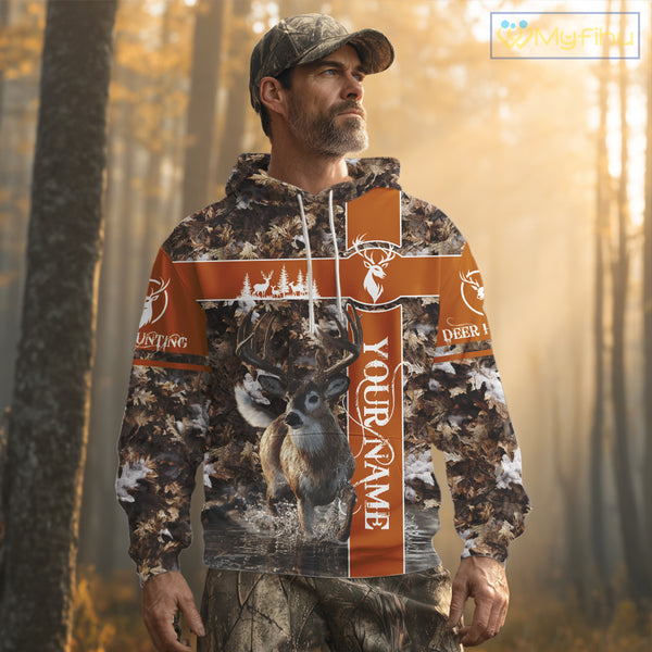 Whitetail Deer Hunting Season Shirt 3D Buck Design Custom Hunting Gift Camouflage Deer Shirts NHT49