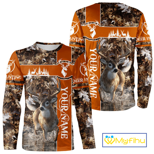 Whitetail Deer Hunting Season Shirt 3D Buck Design Custom Hunting Gift Camouflage Deer Shirts NHT49