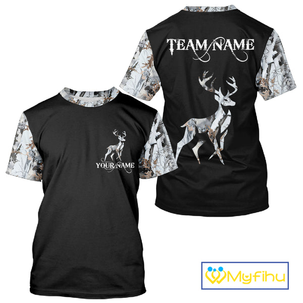 Best Deer Hunting Snow Camo Custom Name 3D all over printed Shirt, Deer hunting gifts NHT50