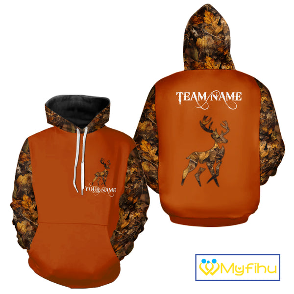 Best Deer Hunting Orange Camouflage Custom Name 3D All-Over Printed Shirt, Deer Hunting Gifts NHT51