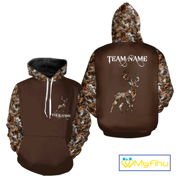 Best Deer Hunting Brown Camouflage Custom Name 3D All-Over Printed Shirt, Deer Hunting Gifts NHT52