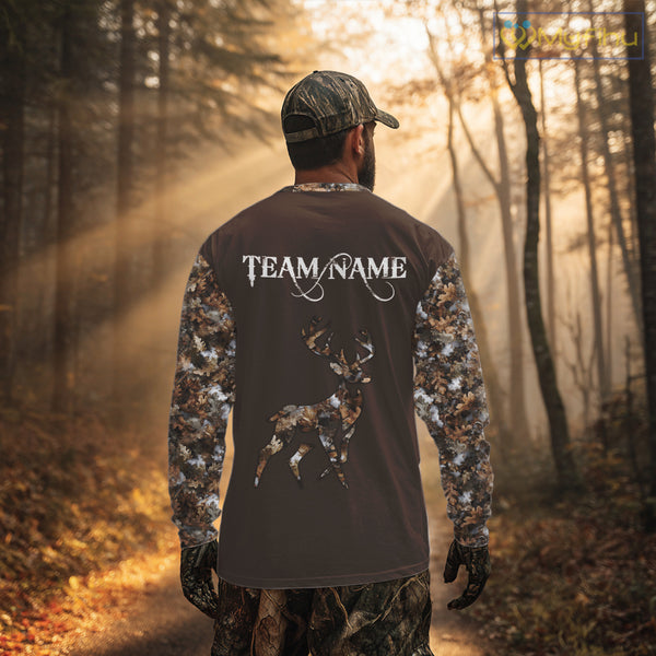Best Deer Hunting Brown Camouflage Custom Name 3D All-Over Printed Shirt, Deer Hunting Gifts NHT52