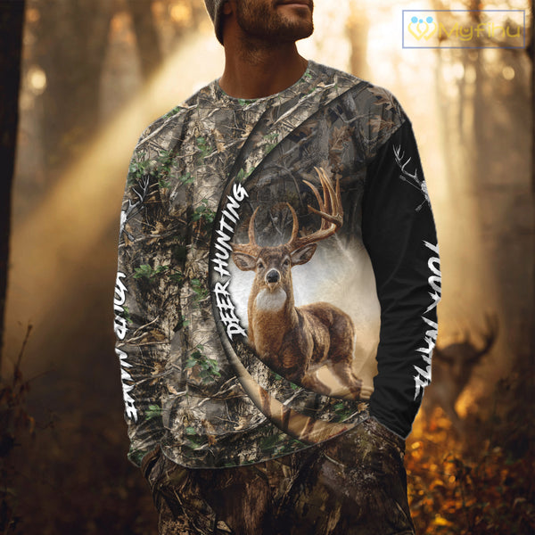 Beautiful Deer Hunting Shirt Forest Camo 3D Print Custom Name Team Name For Deer Hunters NHT56