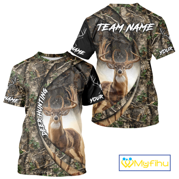 Beautiful Deer Hunting Shirt Forest Camo 3D Print Custom Name Team Name For Deer Hunters NHT56