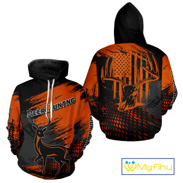 Best Deer Hunting Shirt 3D All Over Print Orange And Black Personalized Name For Hunters NHT63