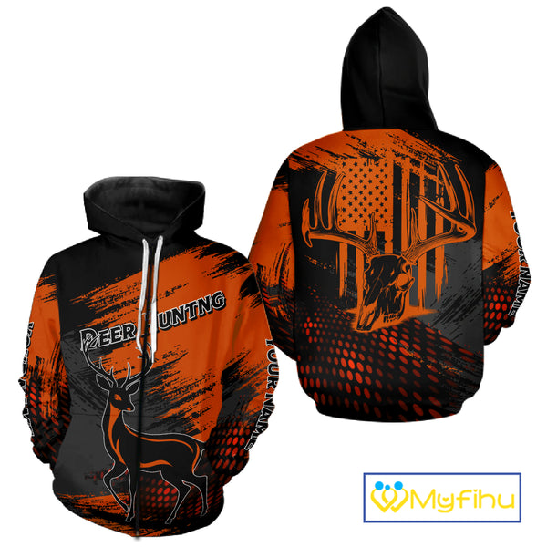 Best Deer Hunting Shirt 3D All Over Print Orange And Black Personalized Name For Hunters NHT63