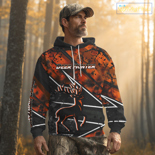Deer Hunting Clothes 3D Orange Camo Black Custom Name Best Gifts For Deer Hunters NHT66