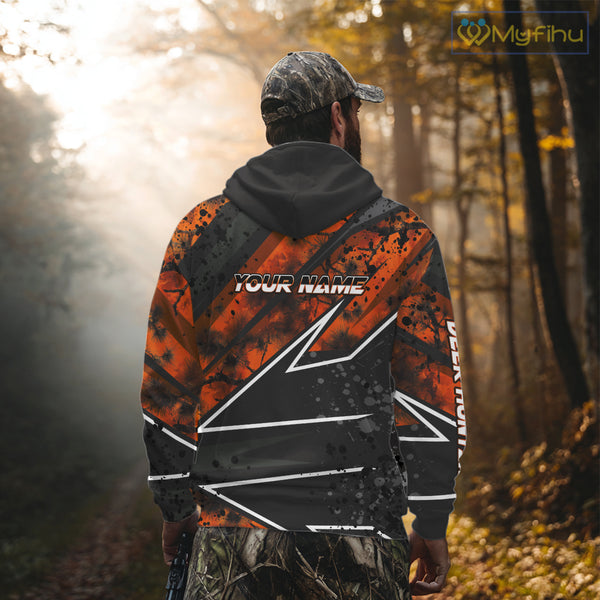 Deer Hunting Clothes 3D Orange Camo Black Custom Name Best Gifts For Deer Hunters NHT66