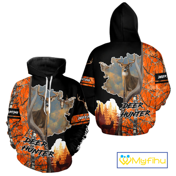 Beautiful Custom Camo Whitetail Deer Hunting Shirt With Full All-Over 3D For Deer Hunters NHT72