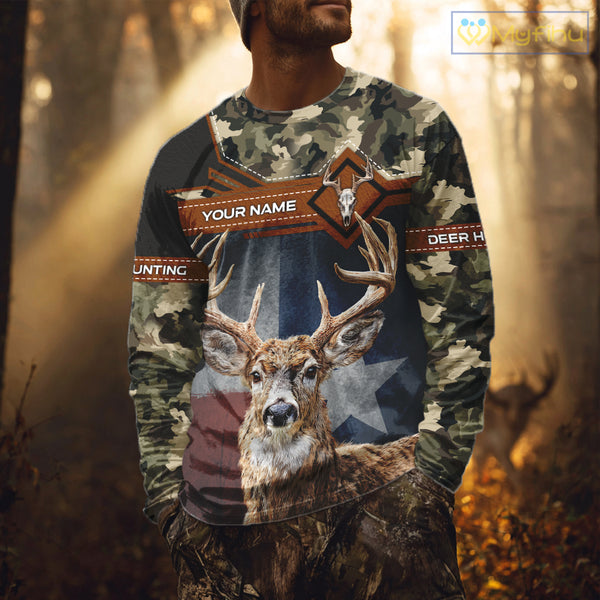 Whitetail Deer Hunting Shirt With Camouflage And Full 3D Print For Texas Deer Hunting Season NHT73
