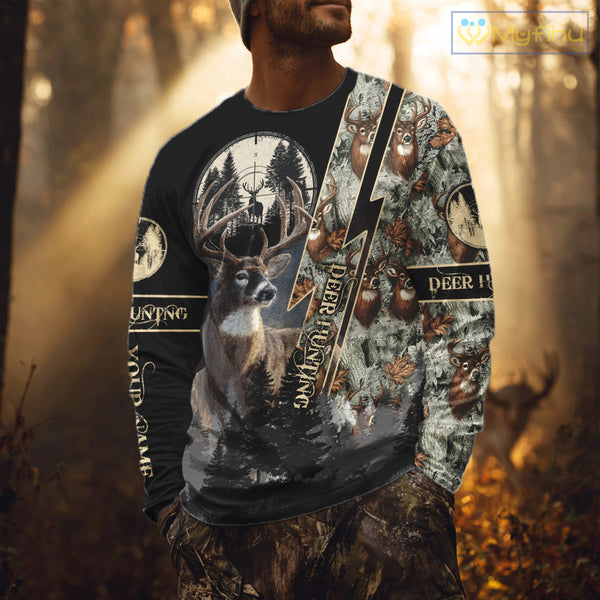 Deer Hunting Shirt Whitetail Deer With Scope Camo Custom Name Hunting Gifts For Hunters NHT86