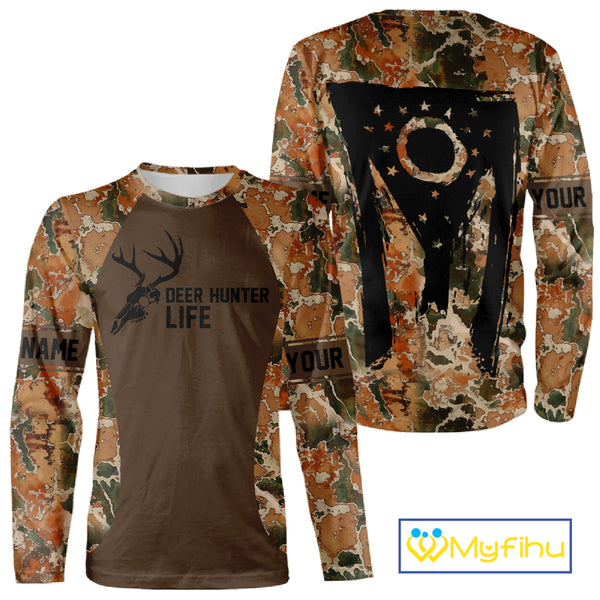 Beautiful Deer Hunting Shirt Camo Ohio Flag Deer Hunter Life Custom Name Hunting Gift NHT96