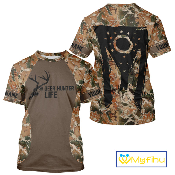 Beautiful Deer Hunting Shirt Camo Ohio Flag Deer Hunter Life Custom Name Hunting Gift NHT96