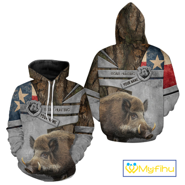 Best Wild Boar Hunting Camouflage TX Flag Custom Name Shirts for Hunter Gift For Hunter NHT107