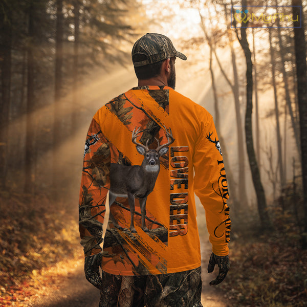 Deer Hunting 3D Orange Camo Shirt Custom Name  Perfect Gift for Hunters NHT13