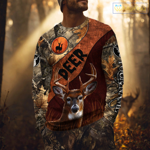 Deer Hunting Camouflage Shirt With Custom Name, Custom Team Name, Hunting Gifts  NHT19