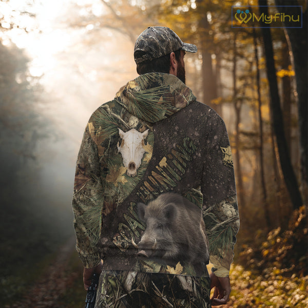 Best Wild Boar Hunting Forest Camouflage Custom Name Shirts for Hunter, Hunting Gifts NHT105