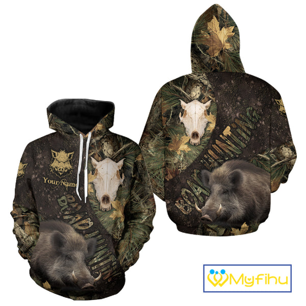 Best Wild Boar Hunting Forest Camouflage Custom Name Shirts for Hunter, Hunting Gifts NHT105