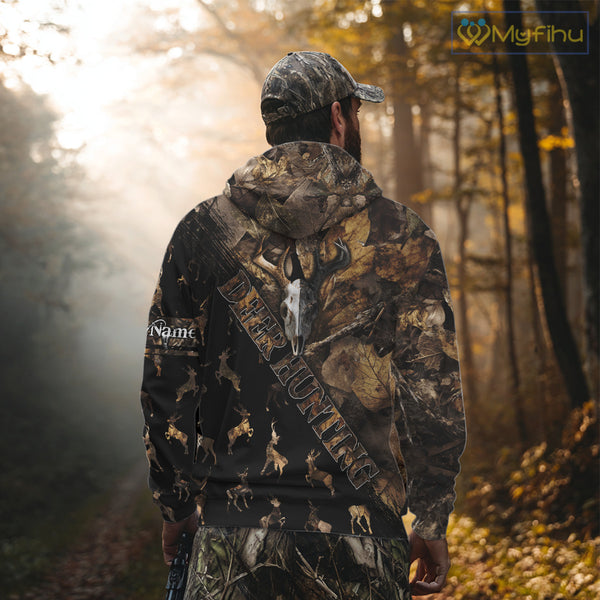 Deer Hunting Custom Name Camo Shirt, Hunting Gift For Men, Camouflage Deer Shirts NHT10