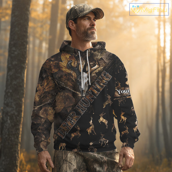 Deer Hunting Custom Name Camo Shirt, Hunting Gift For Men, Camouflage Deer Shirts NHT10