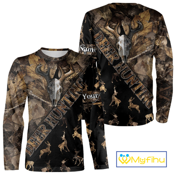 Deer Hunting Custom Name Camo Shirt, Hunting Gift For Men, Camouflage Deer Shirts NHT10