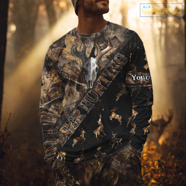 Deer Hunting Custom Name Camo Shirt, Hunting Gift For Men, Camouflage Deer Shirts NHT10