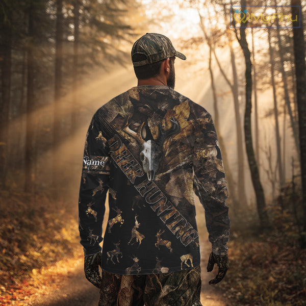 Deer Hunting Custom Name Camo Shirt, Hunting Gift For Men, Camouflage Deer Shirts NHT10