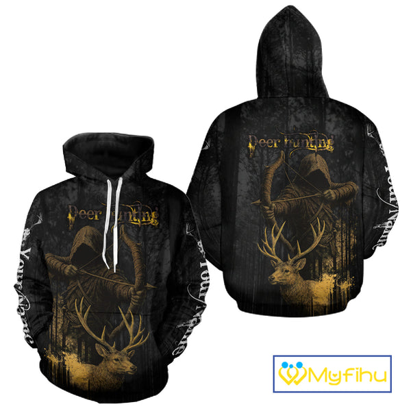 Best Deer Hunting Shirt Black Camo Grim Reaper Custom Name Best Gift Ideas For Hunter NHT20