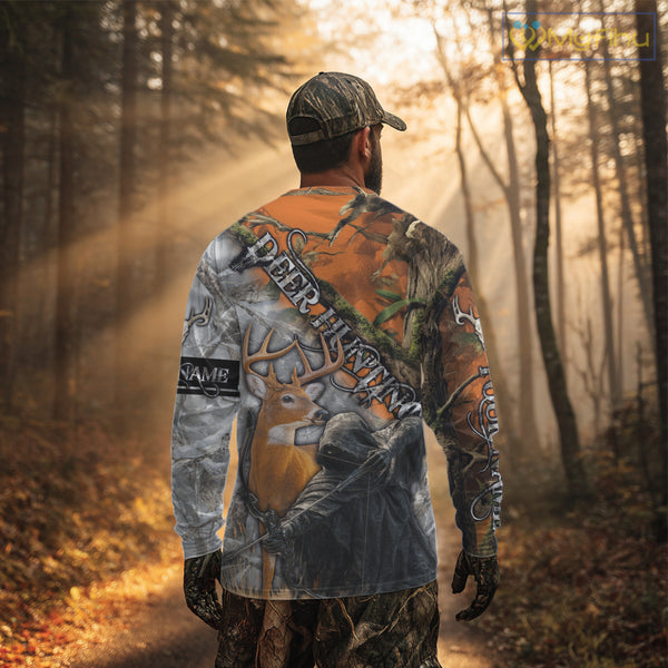 Deer Hunting 3D Shirt All-Over Print Orange White Tree Camo Deer Buck Grim Reaper For Hunters NHT23