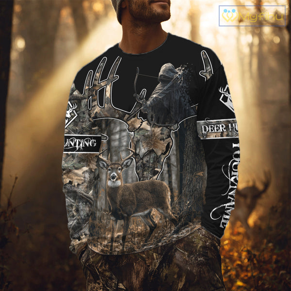 Best Season Whitetail Deer Hunting Shirt Custom Name Black Camo Forest Gift For Hunters NHT54