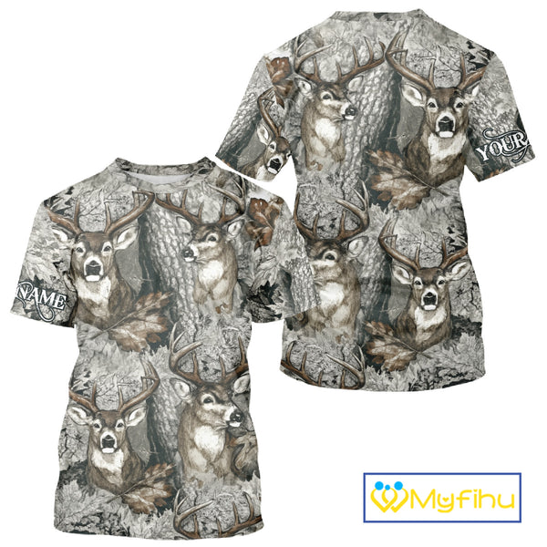 Beautiful Deer Hunting Shirt Pattern Deer Camo Custom Name 3D All Over Printed Hunting Gift NHT88