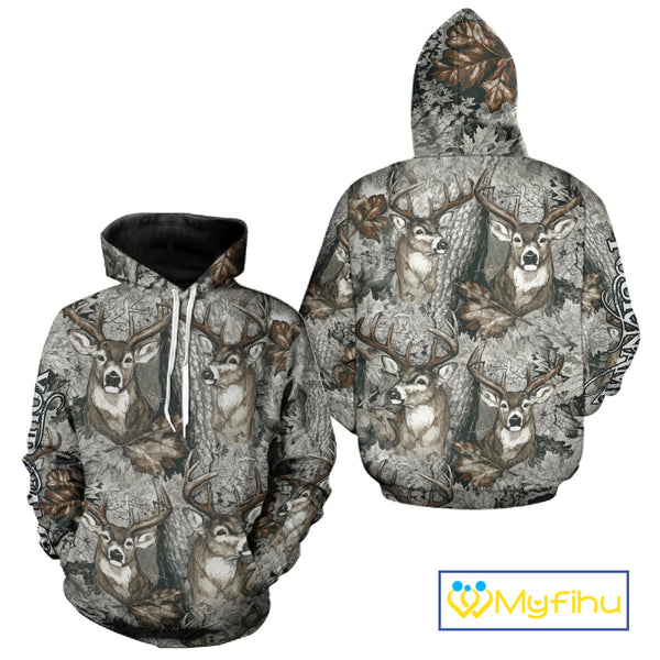 Beautiful Deer Hunting Shirt Pattern Deer Camo Custom Name 3D All Over Printed Hunting Gift NHT88