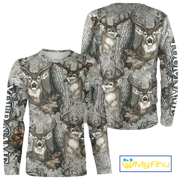 Beautiful Deer Hunting Shirt Pattern Deer Camo Custom Name 3D All Over Printed Hunting Gift NHT88