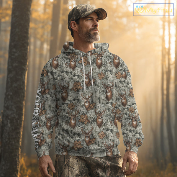 Beautiful Deer Hunting Shirt Pattern Deer Camo Custom Name 3D All Over Printed Hunting Gift NHT89