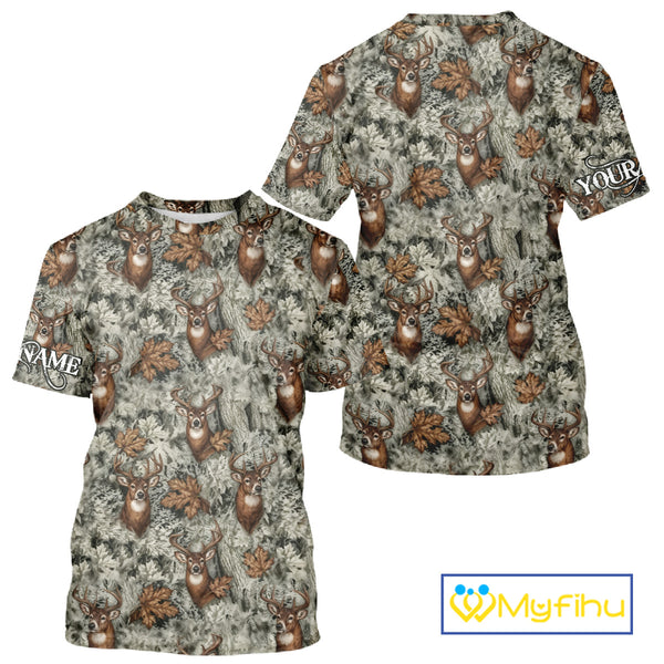 Beautiful Deer Hunting Shirt Pattern Deer Camo Custom Name 3D All Over Printed Hunting Gift NHT89