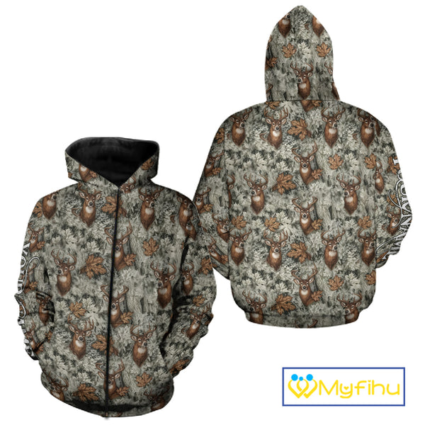 Beautiful Deer Hunting Shirt Pattern Deer Camo Custom Name 3D All Over Printed Hunting Gift NHT89