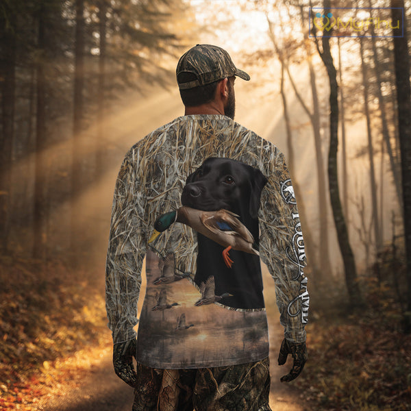 Duck Hunting Shirt Camo with Labrador Retriever Black 3D All Over Printing Shirts for Men NHT95