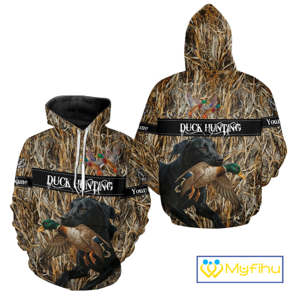 Duck Hunting Shirts With Black Labrador Retriever Dog Shirts Personalized Hunting Clothes NHT115