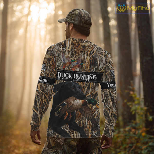 Duck Hunting Shirts With Black Labrador Retriever Dog Shirts Personalized Hunting Clothes NHT115