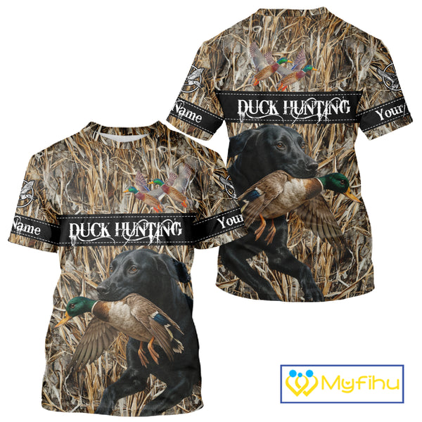 Duck Hunting Shirts With Black Labrador Retriever Dog Shirts Personalized Hunting Clothes NHT115
