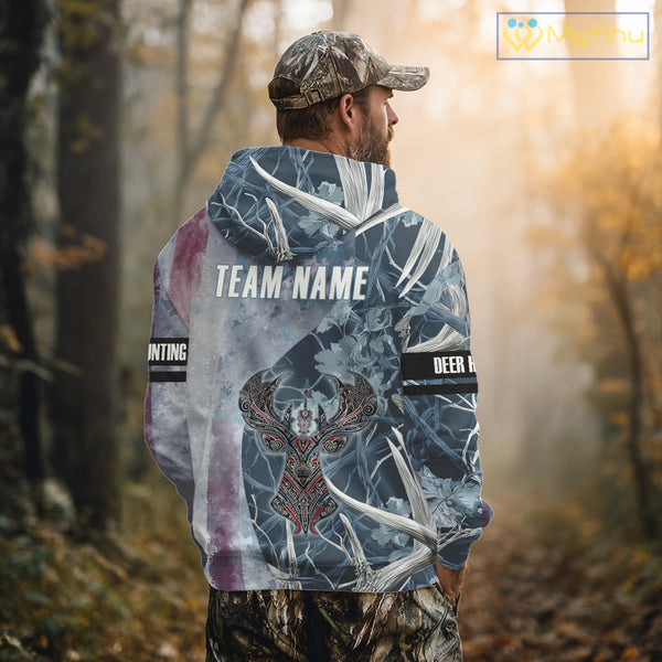Best Deer Hunting Shirt with US Flag Deer Camo for Hunters, Perfect Hunter Gifts NHT22
